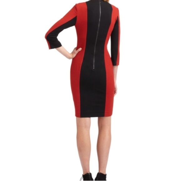 French Connection Formula Red Fast Arte Wool Block Panel Dress 4 Business Office - Picture 2 of 8